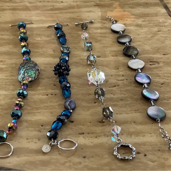 Set of four beautiful SS and Crystal Bracelets EUC 8-8 1/2 in. Long - Picture 8 of 10